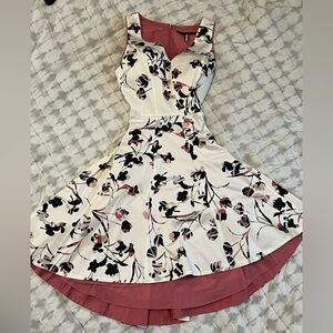 White House Black Market Floral Dress - White and Pink